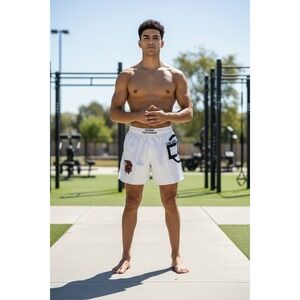 Carlson Gracie x Gitana Fightwear MMA BJJ No Gi Shorts Size Medium White New